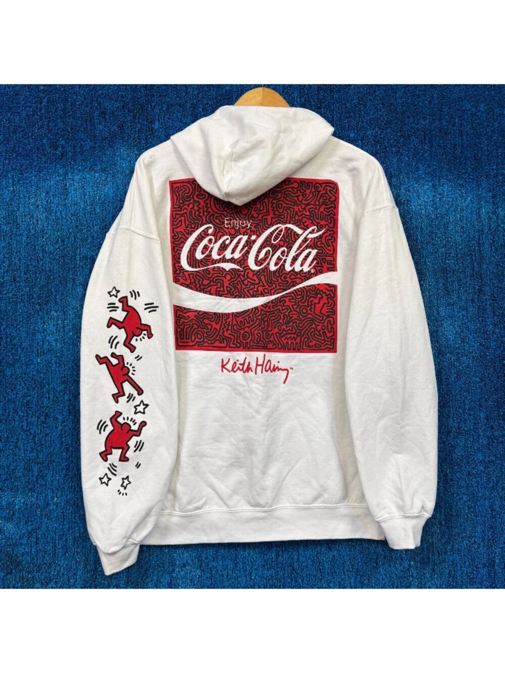 Keith Haring x Coca-Cola Pop Art White Zip-Up Hoodie Size Large